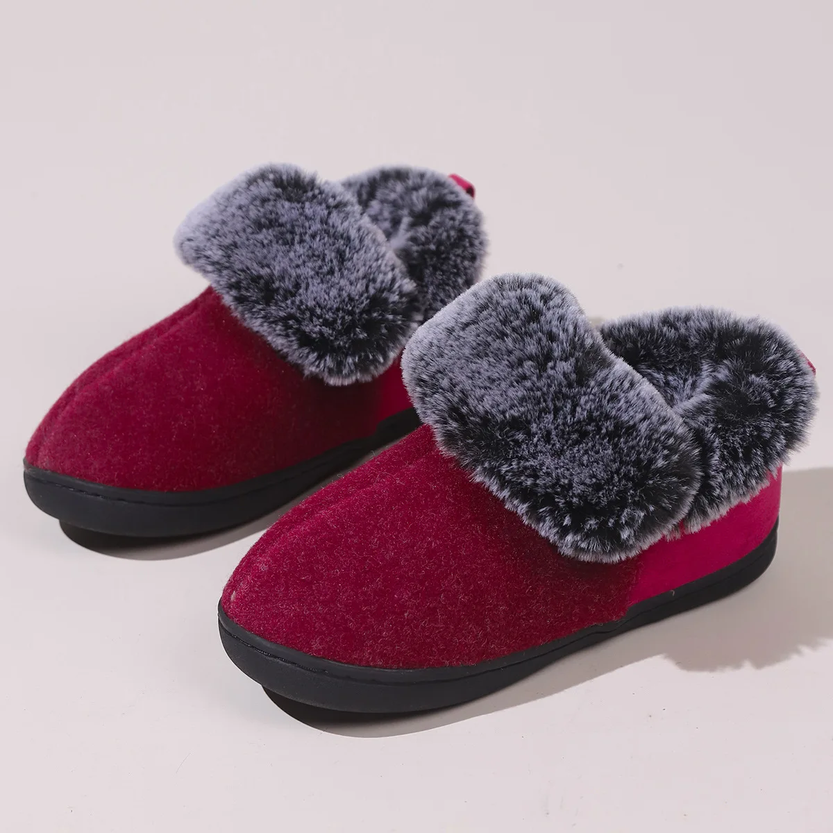 Bebealy Winter Plush Fur Women Slippers Fluffy Home Slippers Female Indoor Warm Closed Soft Non-slip High Ankle Fuzzy Slippers