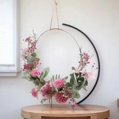 

Artificial Flower Wreath Delicate Wedding Hanging Door Wreath Pendant for Home Decor Festival Decor Creative Fake Flower Hanging