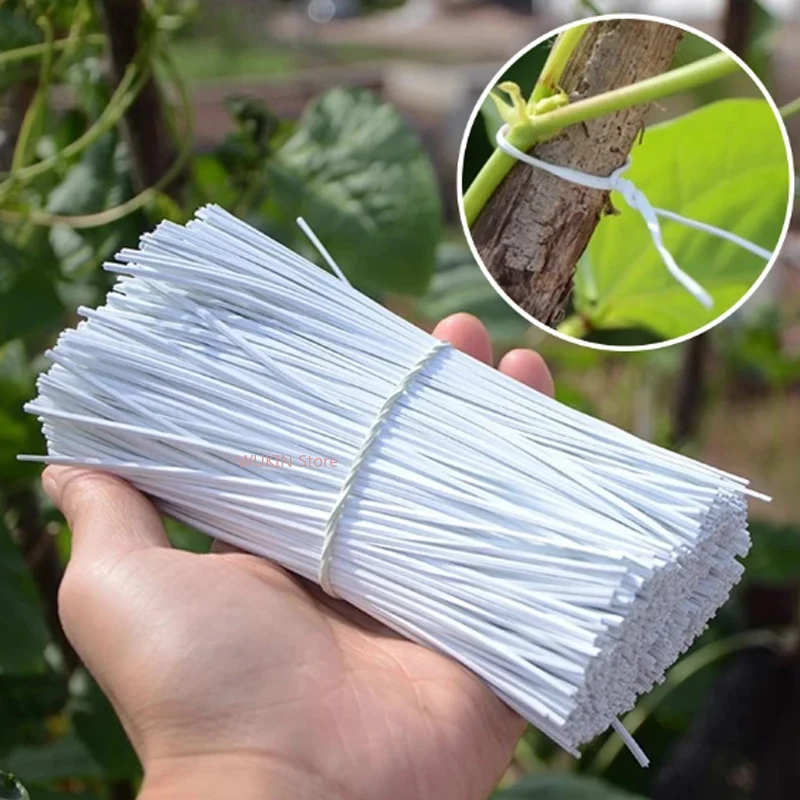 Plastic Coated Iron Wire Twists Ties Black White Power cord data cable Ties Organizer plant grape branch binding zip tie