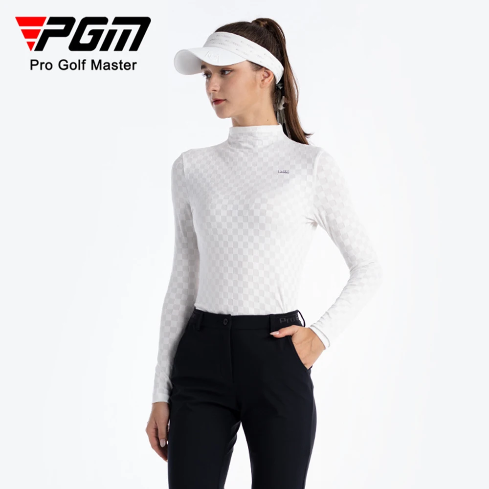 PGM Women Golf Long Sleeve T Shirts Underlay Autumn Winter High Neck Miękki i wygodny top Odzież damska Biały Różowy Czarny