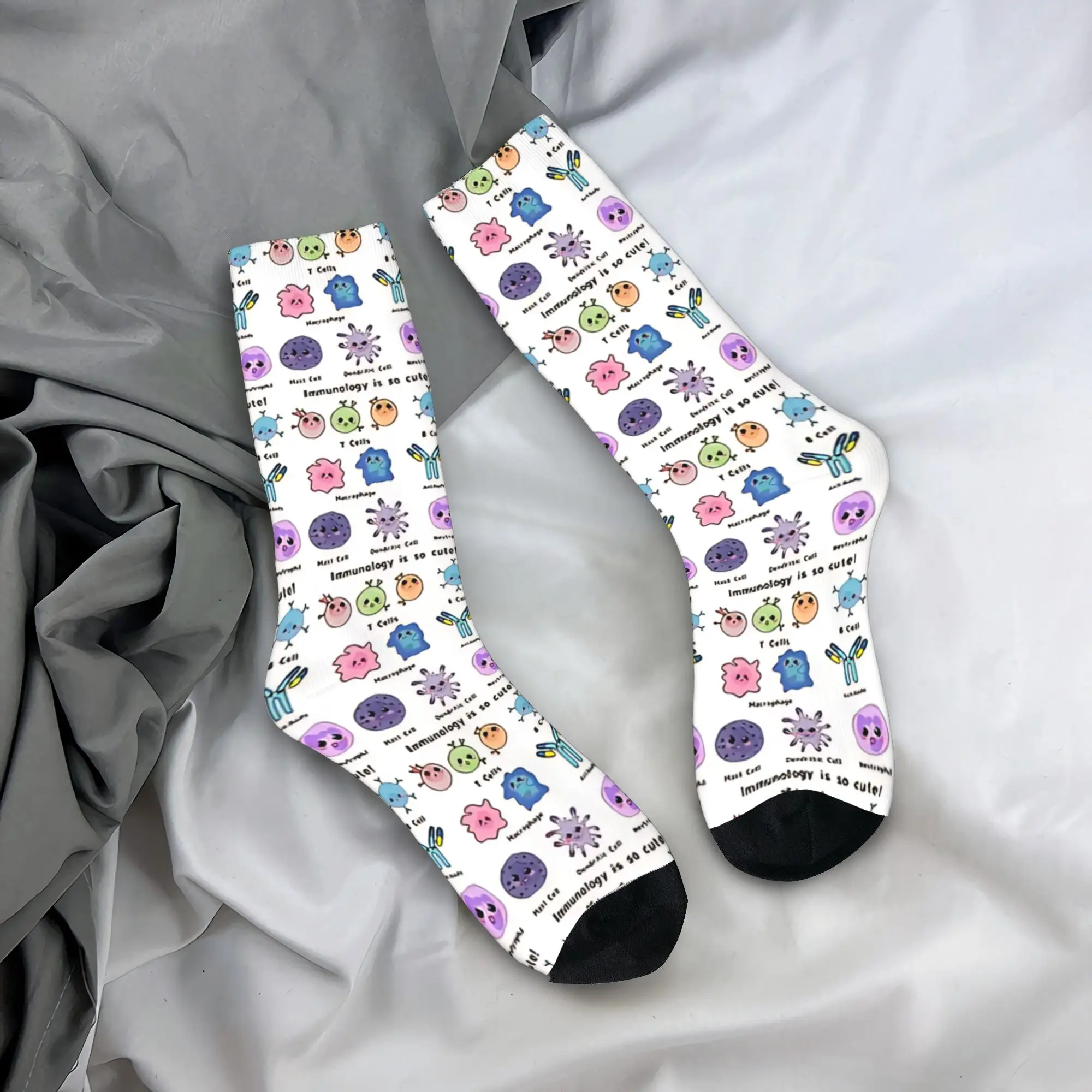 Immunology is so Cute Version Stockings Unisex Men Microbes Socks Quality Casual Socks Autumn Outdoor Sports Non-Slip Socks Gift