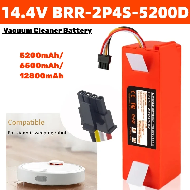 

100% Original 14.4V 12800mAh BRR-2P4S-5200D Vacuum Cleaner Replacement Battery For Xiaomi Roborock S55 S60 S65 S50 S51 S5 MAX S6