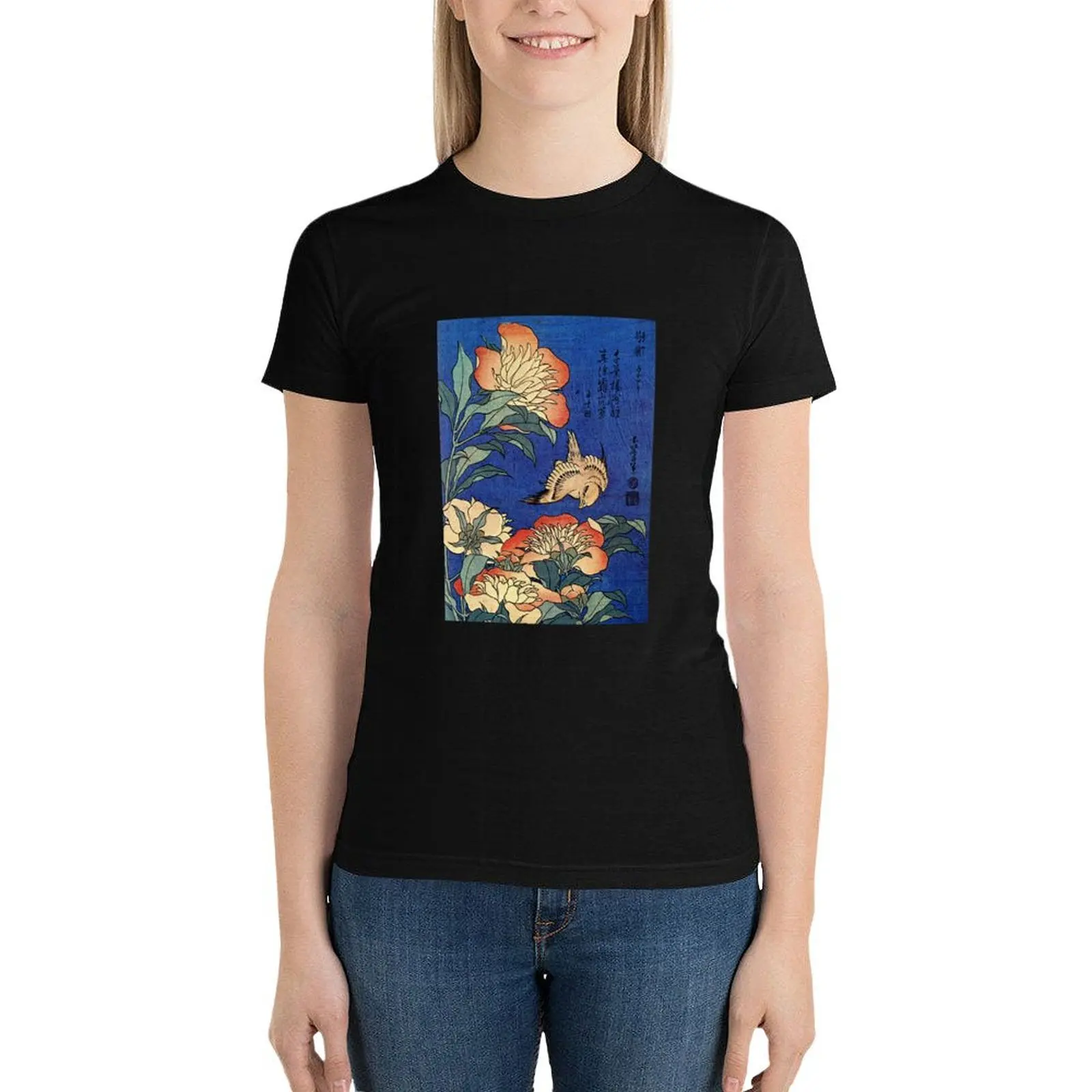 

Flowers' by Katsushika Hokusai (Reproduction) T-Shirt hippie clothes anime clothes tops for Women