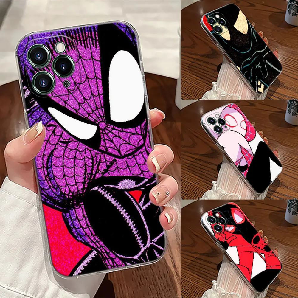 

Marvel Spiderman Gwen Transparent Phone Case For iPhone 17 Pro Max 17E 11 12 13 14 15 16 Pro Max Plus 17 Air 16E 7 XS Soft Cover