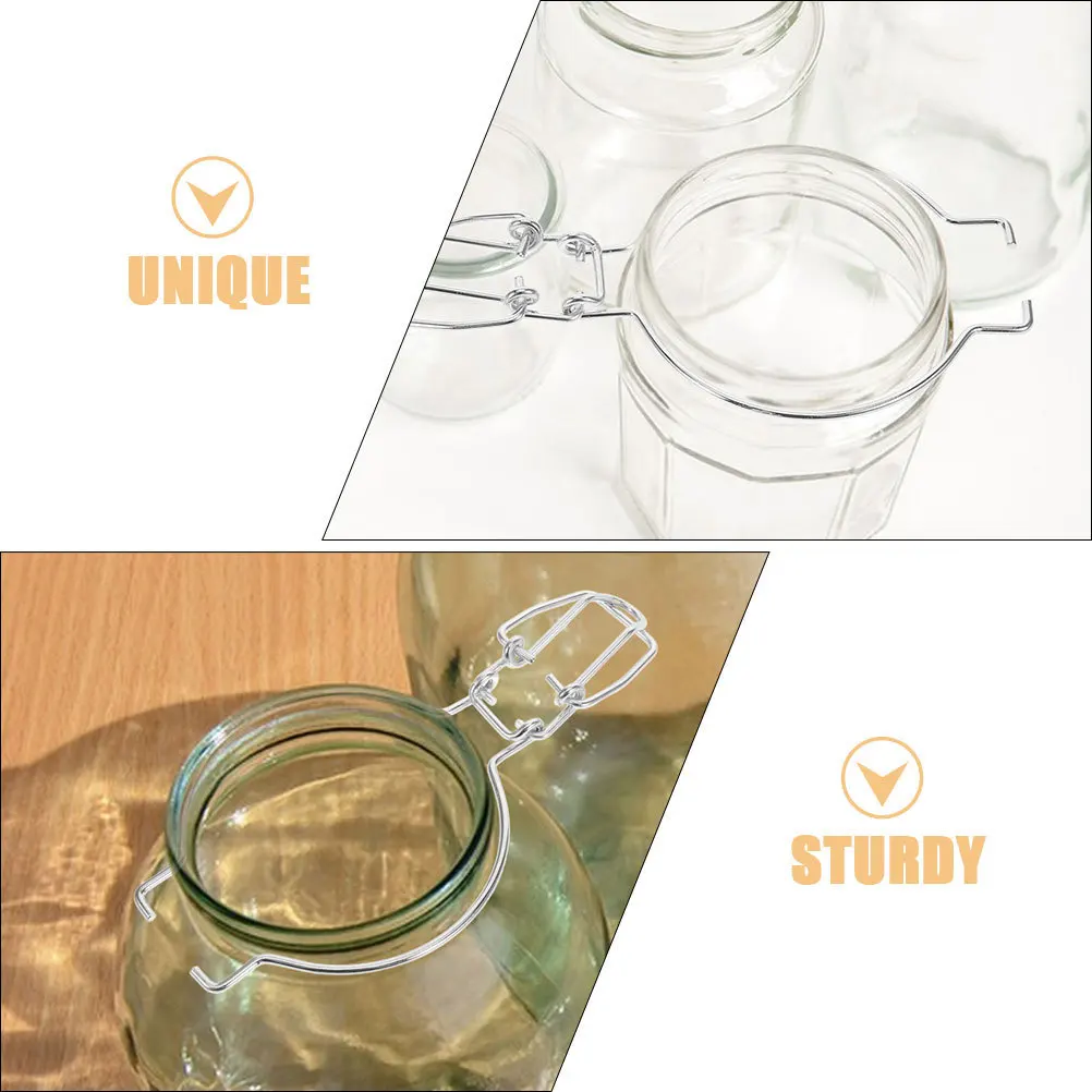 

6Pcs Metal Sealing Clip for Jars Easy to Use and Clean Wear Resistant Kitchen Storage Fastener Wire Clip Jar Jar Clips