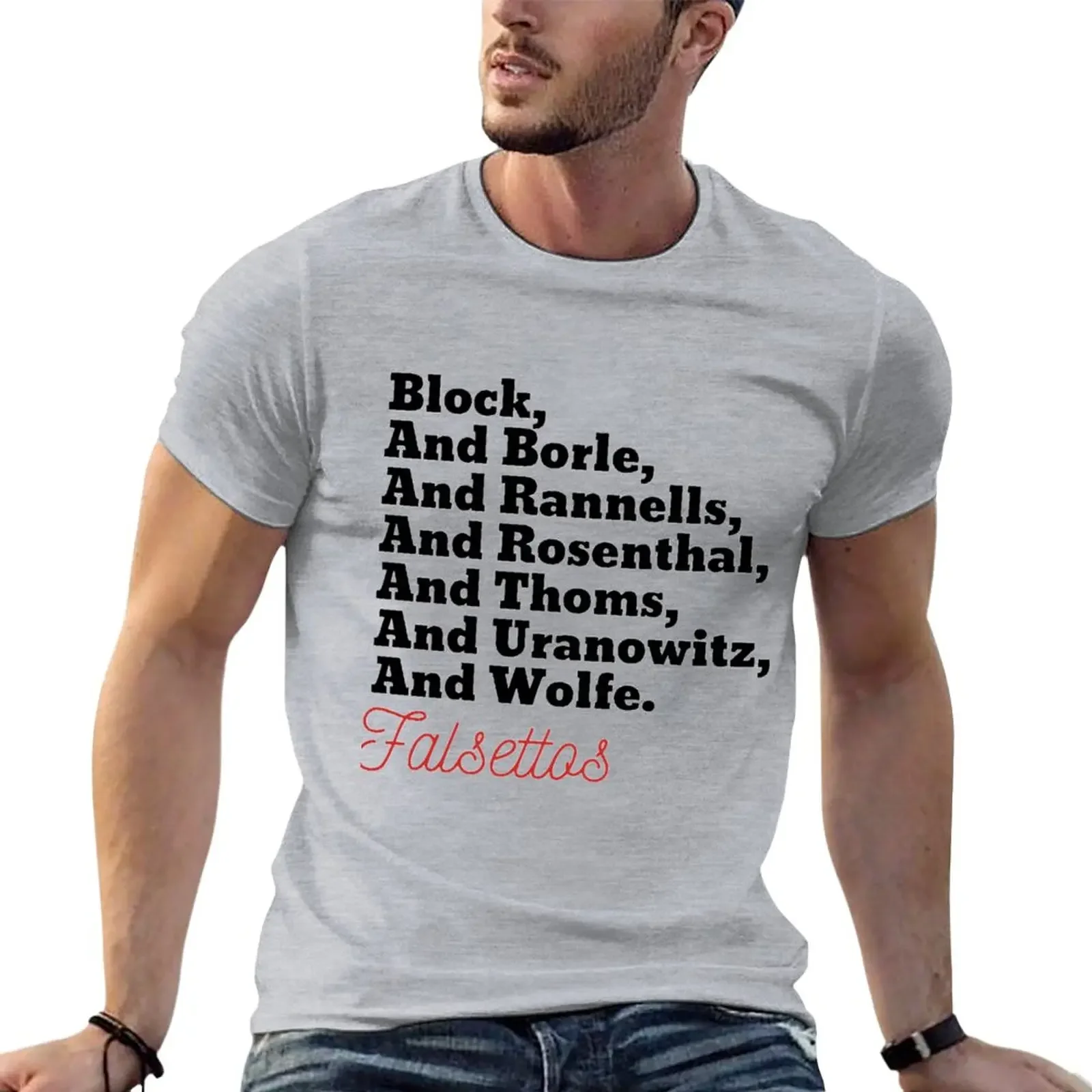 Falsettos Cast (Lastnames) T-Shirt summer top Short sleeve tee graphics black t-shirts for men