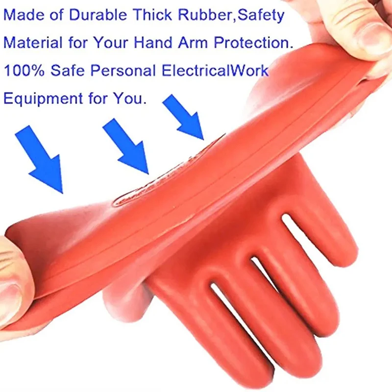 Imagem -03 - Luvas Elétricas Isolantes Profissionais Proteção Anti-eletricidade Alta Tensão 12kv Borracha Luva de Segurança Eletricista 37cm