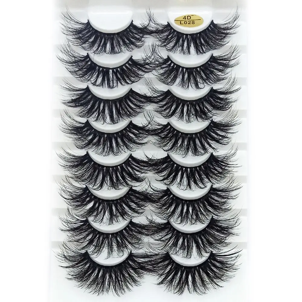8 Pairs Handmade Woman Multilayered Effect Wispies Fluffy Long Natural 4D Mink Eye Lash Extension False Eyelashes 25MM Lashes