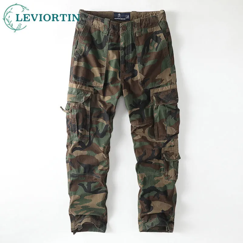 

2025 мужские весенне-осенние американские модные городские универсальные свободные повседневные прямые камуфляжные брюки с несколькими карманами в стиле ретро