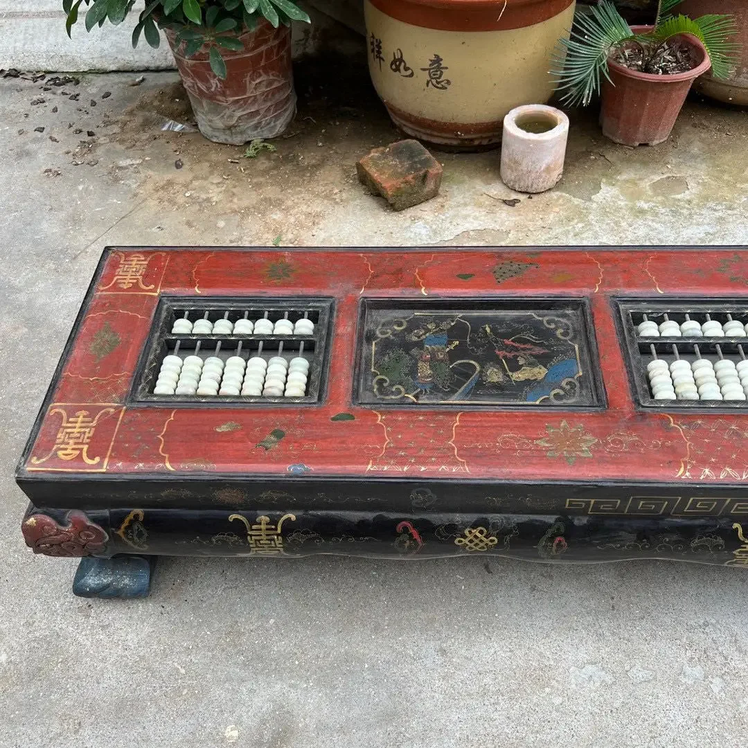 Wooden tire lacquerware painted characters story account long strip case abacus table length 212 cm width 35 height 26