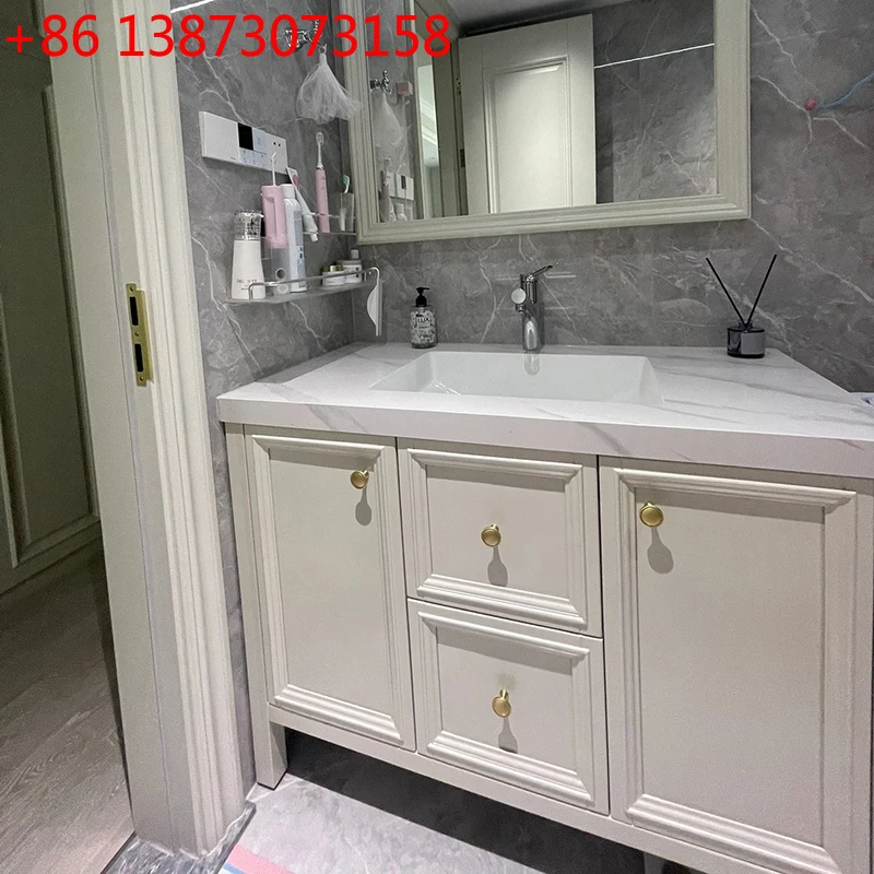 French American Bathroom Cabinet Wood Light Luxury Oak Shelves Storage Organizer Vanity Unit Gabinete Banheiro Bathroom Cabinet