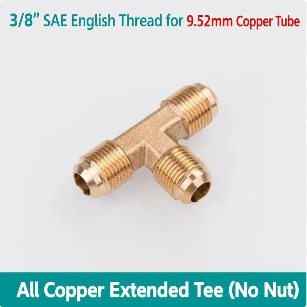 SAE-Standard Flare Fitting Connector 3-Way Design Male Thread Brass Pipe Fitting Multiple Sizes Brass Material SAE Flare Tee