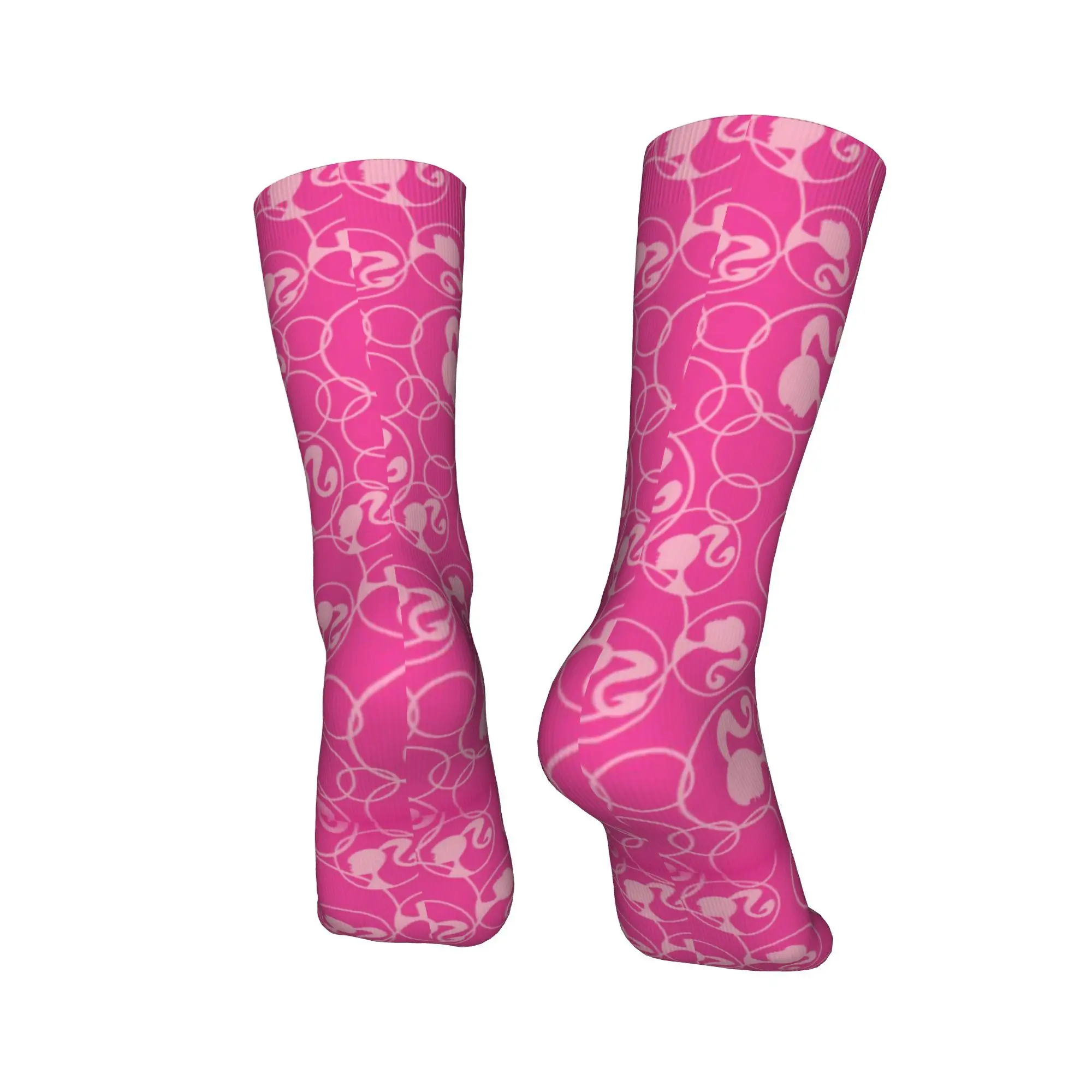 Niestandardowe różowe skarpetki męskie Barbies Head Crew Socks Unisex Cute 3D Printed Dress Socks