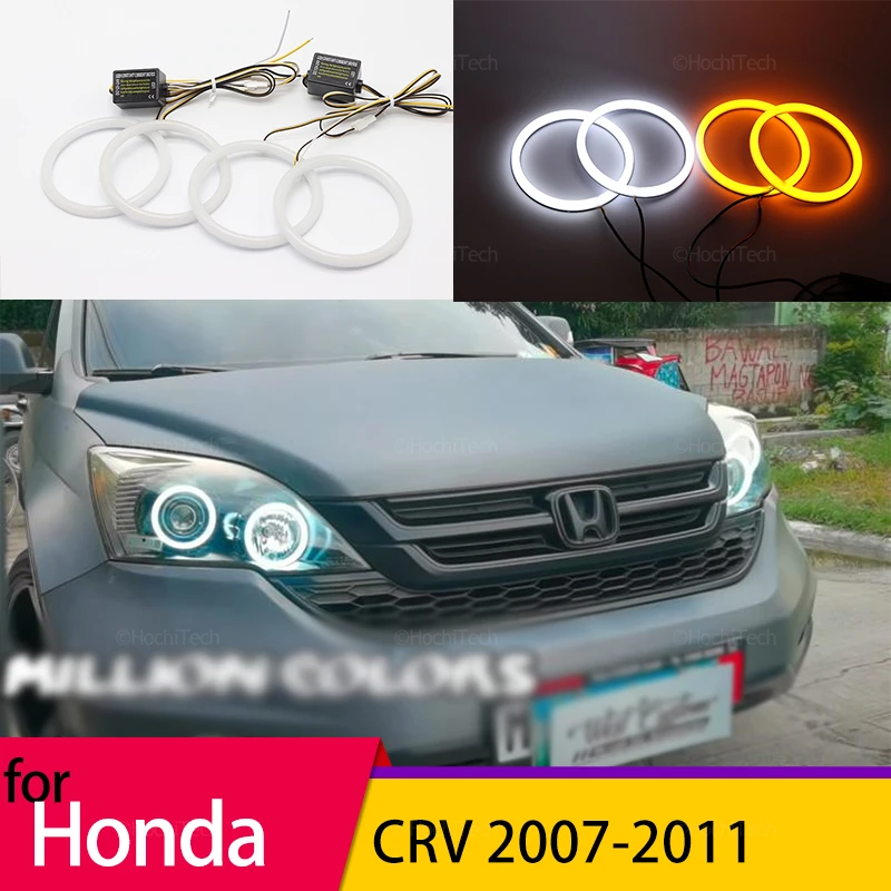 

White Yellow Halo Ring Angel Eyes Turn Signal Switchback Cotton LED Tuning Headlight Light Rings for HONDA CR-V CRV 2007 - 2011