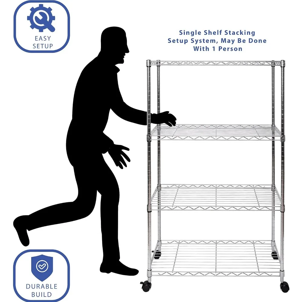 Classics Solid Steel Wire Shelving Unidade de Armazenamento, Prateleiras ajustáveis, Organizador Rack, Casa, Cozinha, Escritório, Garagem