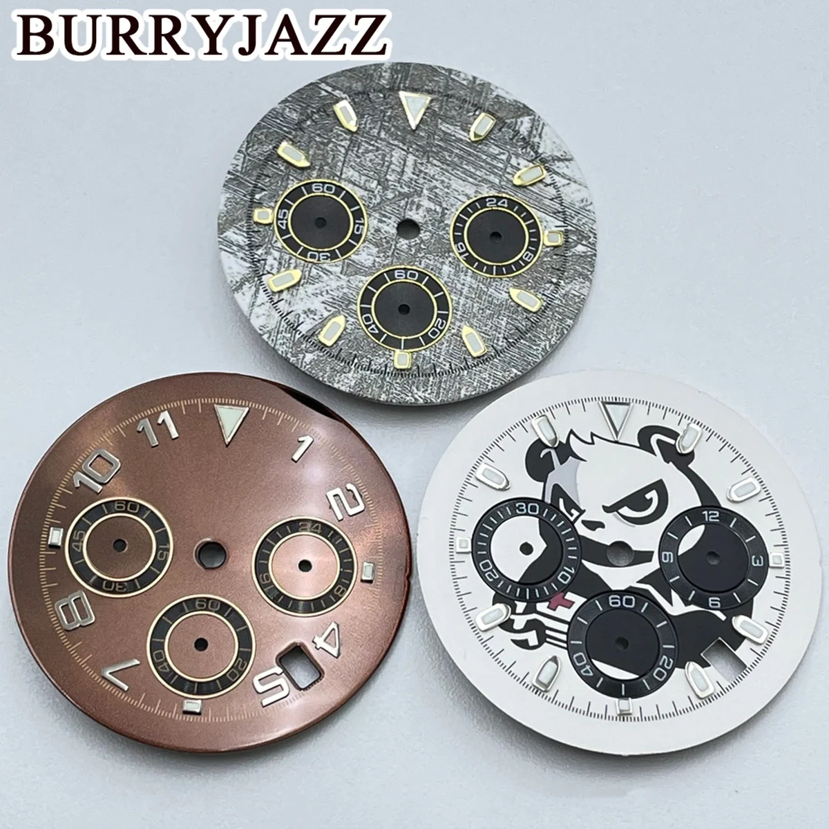 BURRYJAZZ 32,5 мм, 6-стрелочный зеленый светящийся циферблат, используемый для кварцевого механизма VK63 VK63A, индикатор синхронизации, аксессуары для модификации часов