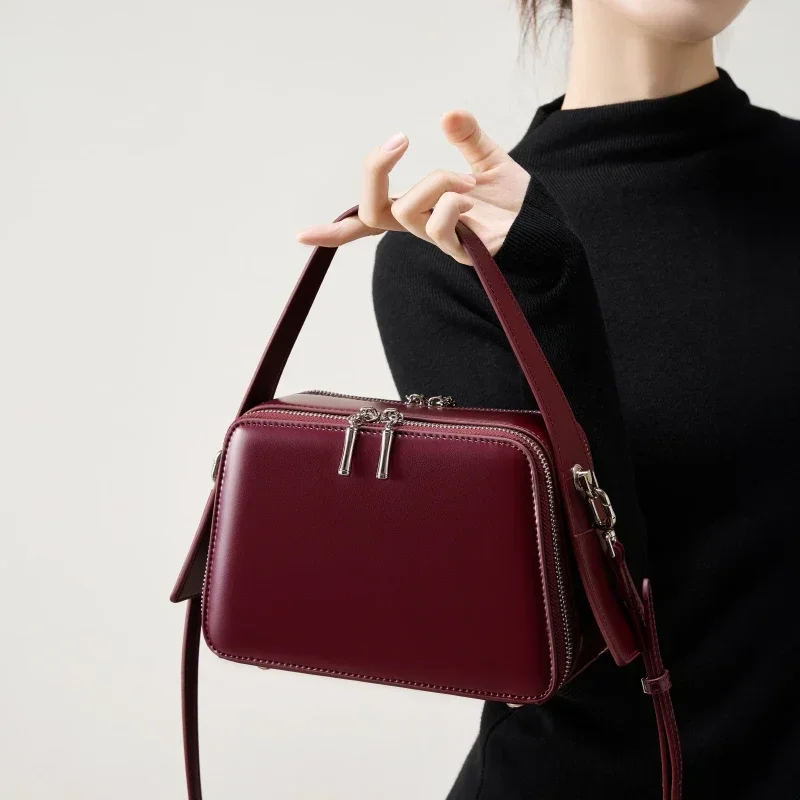 Yao dong burminsa vaca couro genuíno pequeno ombro crossbody sacos para as mulheres 2025 tendência designer caixa bolsas alça superior senhoras h