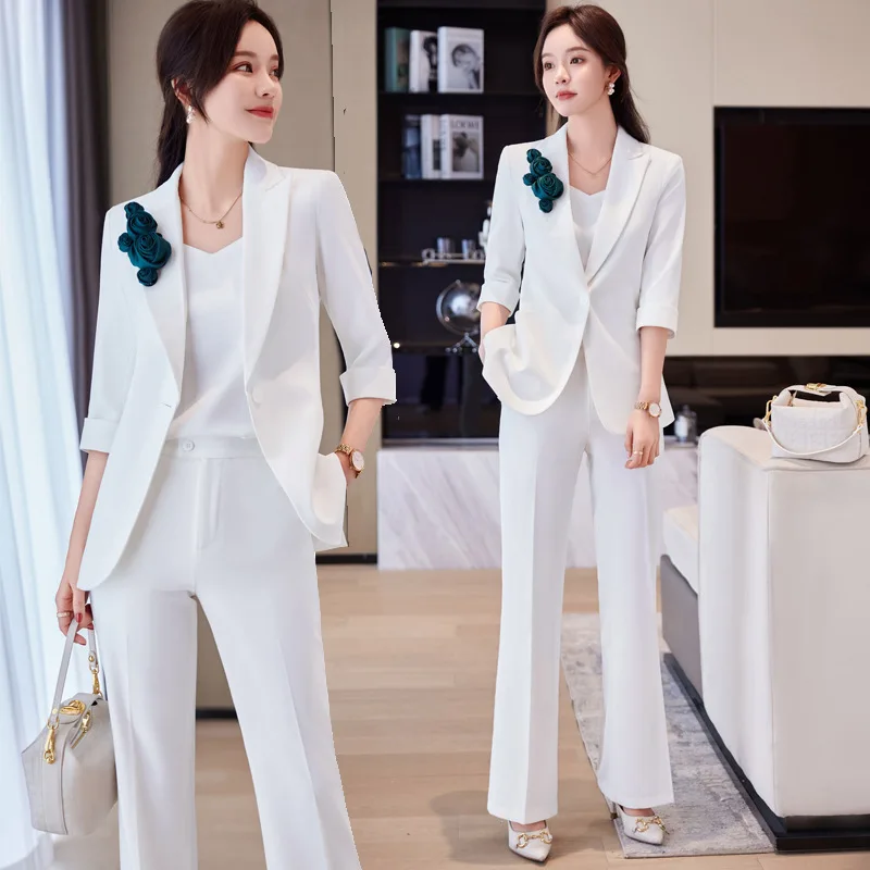 

White Suit Jacket for Women Summer Thin2024New Business Suit Formal Wear Hotel Manager Work Clothes High-End