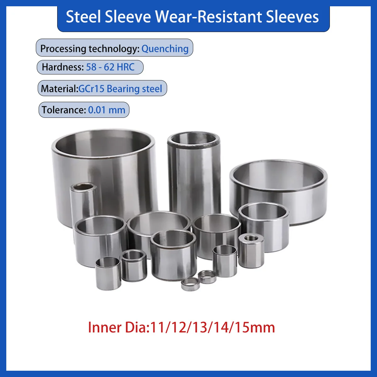 

Steel Sleeve Wear-Resistant Sleeves Inner Diameter 11/12/13/14/15 Disassembly sleeve/ Guide sleeves/Spacer Sleeve