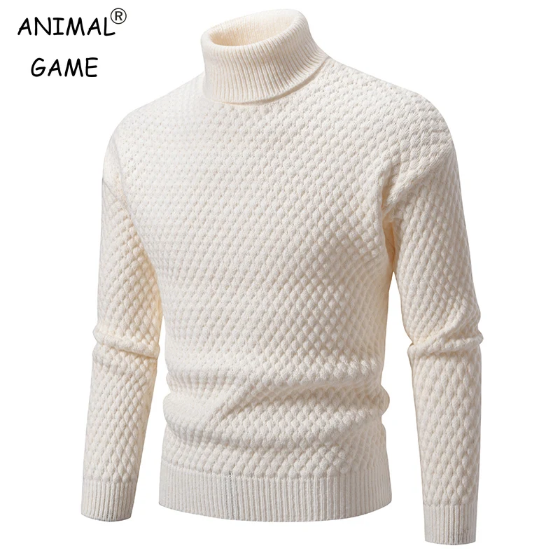 New Turtleneck Sweater Casual Men's Rollneck Knitted Pullover Sweater Keep Warm Men Jumper Woolen Sweater Winter Streetwear