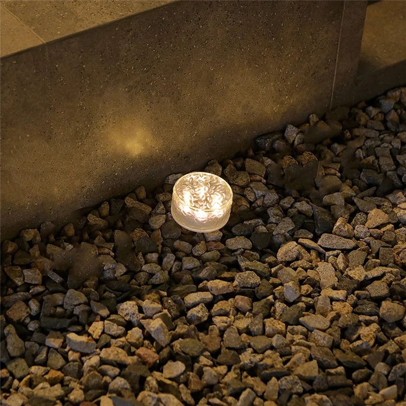 Hot Sale-Round Solar Outdoor Courtyard Waterproof LED Outdoor Garden Lawn Light Stairs Light(Warm White) Easy Install Easy To Us