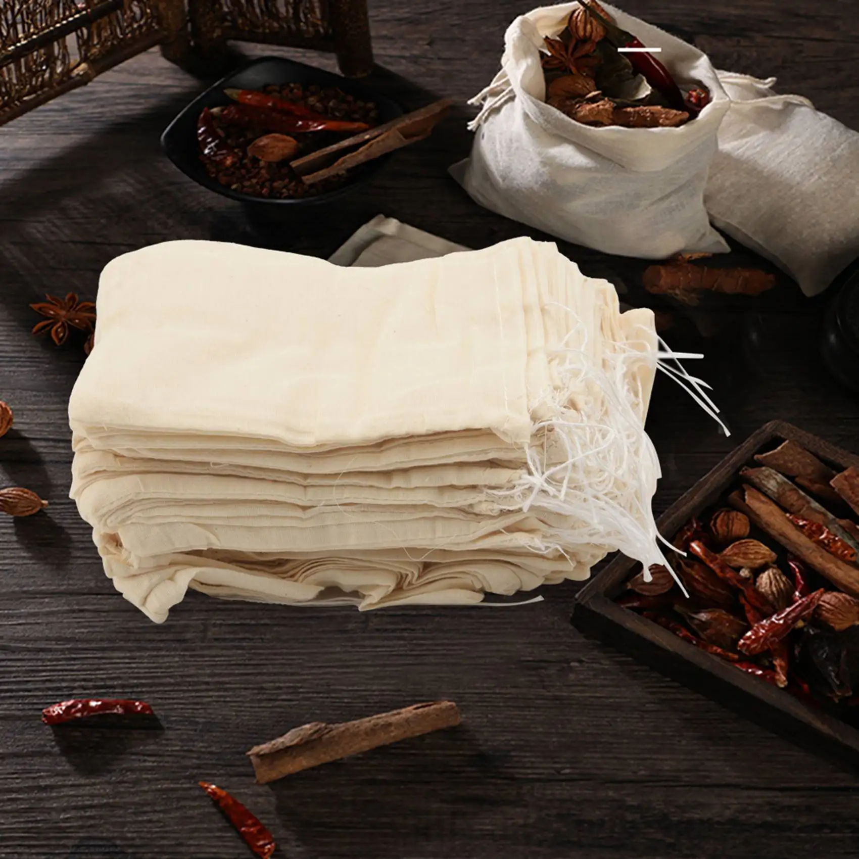 200 pak tas Muslin katun tas Sachet tas serut serbaguna untuk Perhiasan teh penyimpanan pesta pernikahan (4x6 inci)