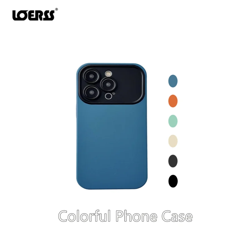

LOERSS Colorful Phone Cases Plain Anti-Fingerprint Phone Cases Large Window Full Coverage Phone Case for iPhone 14 13 12 Pro Max