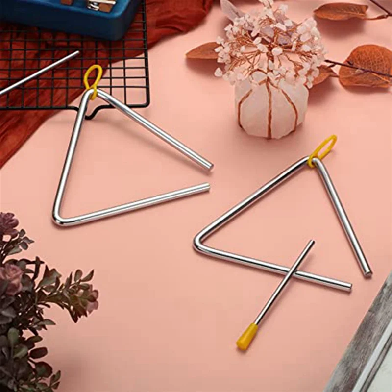 

AED4-10 Piece Triangle Hand Percussion Triangle Musical Instrument For Children Adult (6Inch)