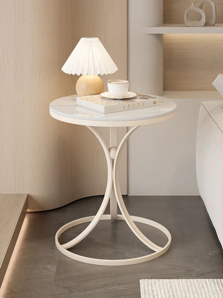 Cream style light luxury rock panel edge table, small coffee table, living room sofa corner table, simple and movable balcon