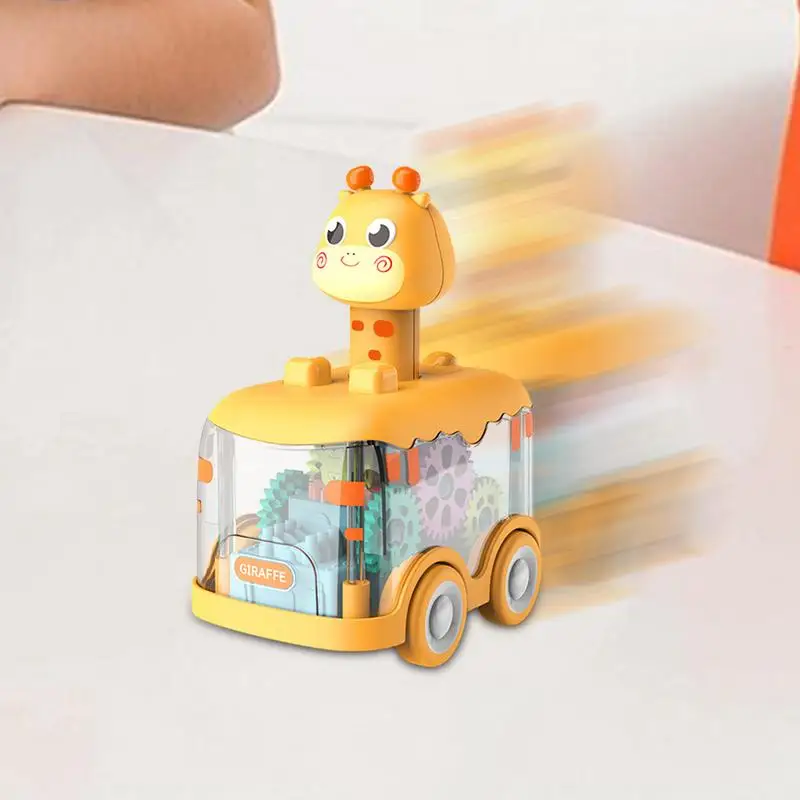 Zestaw zabawek do zabawy z napędem ciernym Cartoon Animal Design Transparent Push and Go Toy Trucks Pull Back Racing