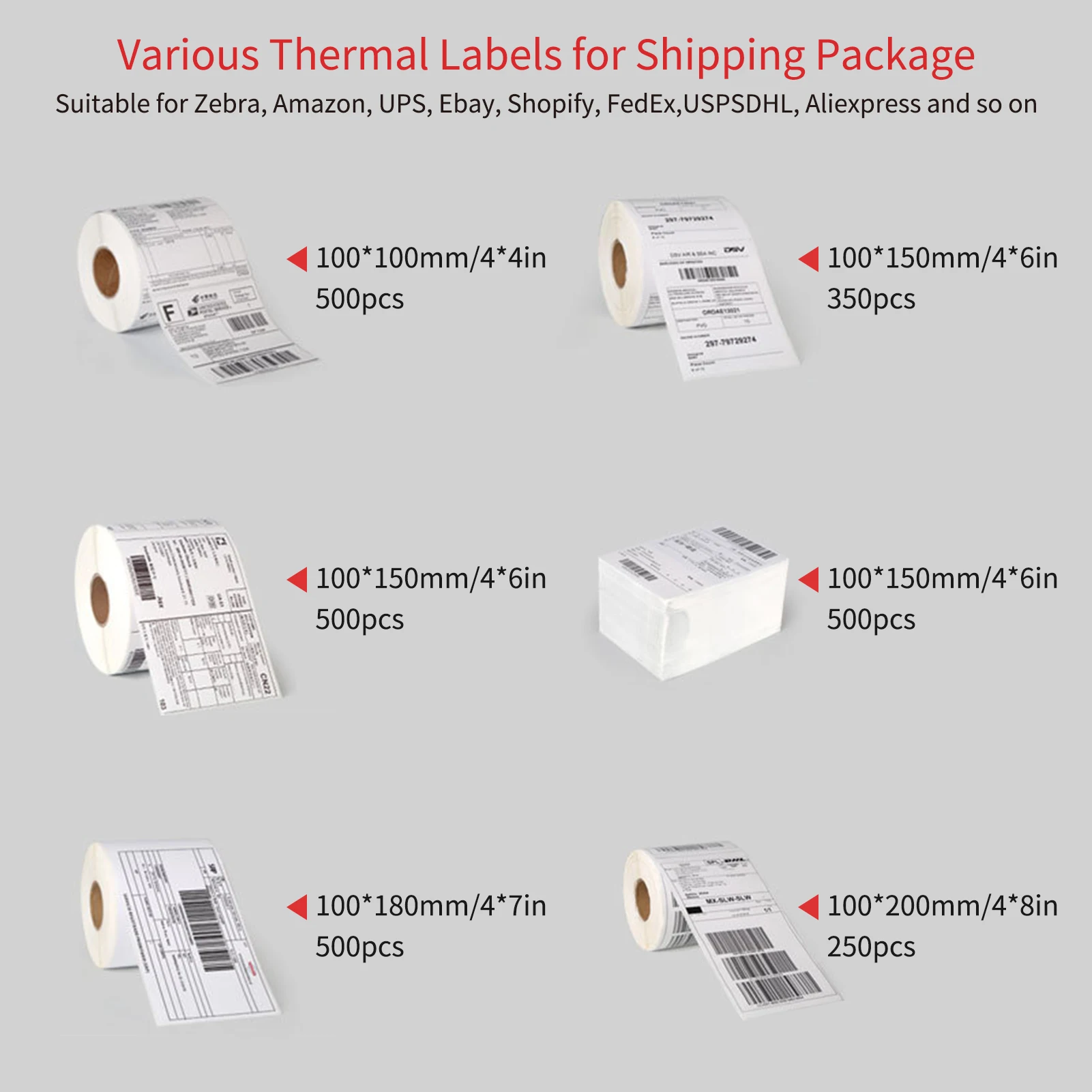 Thermal Shipping Label Roll All-Purpose Label Paper Sticker Self-adhesive Waterproof Oil-Proof Anti-scratch for Express Industry