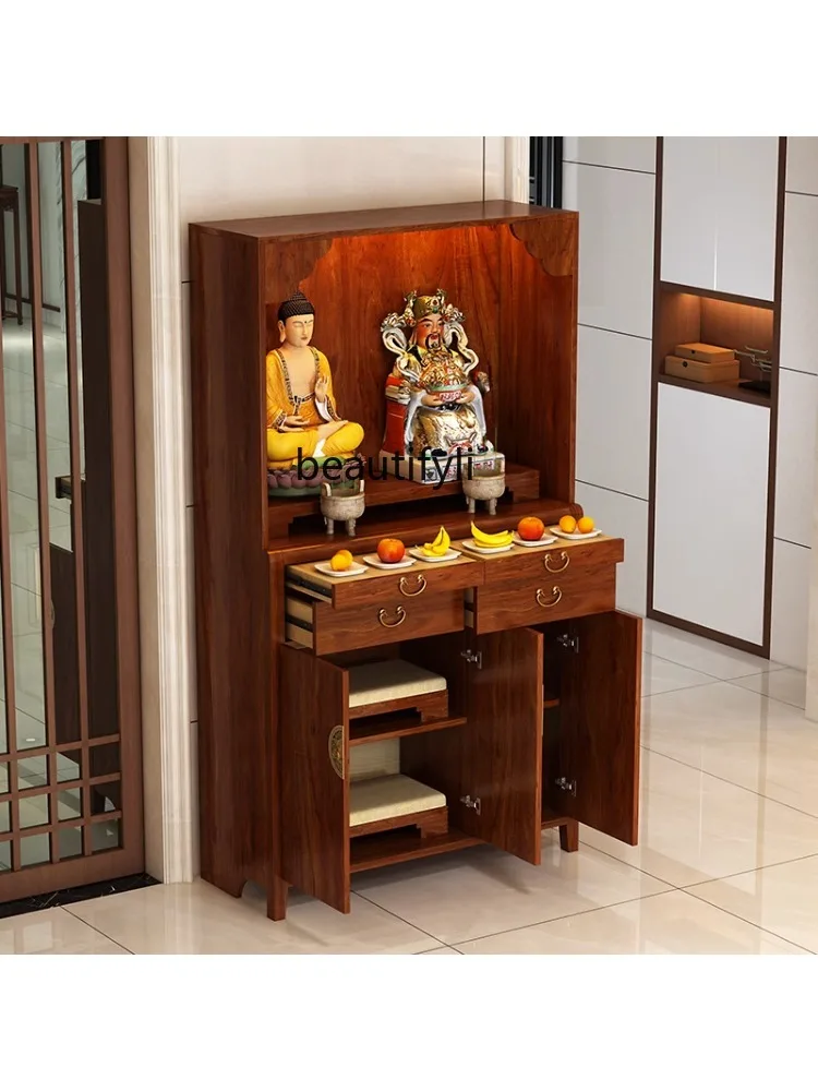 Shrine Home Altar Clothes Closet Buddha Cabinet Statue Altar Buddha Statue Bodhisattva God of Wealth Worship Table