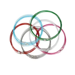 Collar de alambre de acero inoxidable para mujer, pulsera con cierre de tornillo, 10 piezas, 46cm, hebras, fabricación de joyas artesanales, venta al por mayor