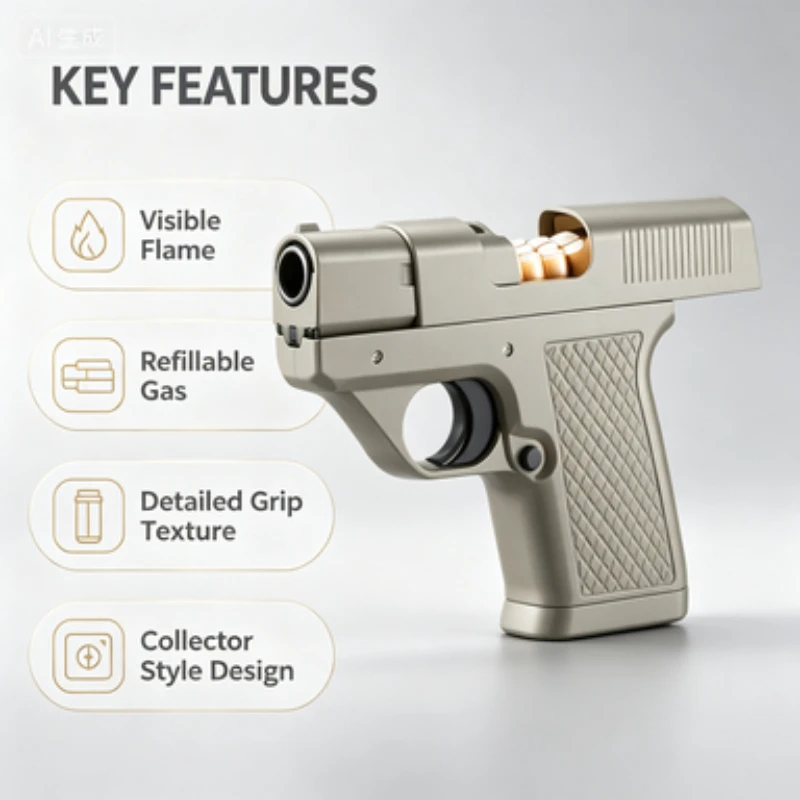 New Clip Gun Type Butane Gas Lighter Three Capacity Cigarette Holder Windproof Jet Blue Flame Lighters Men's Gifts (NO GAS)