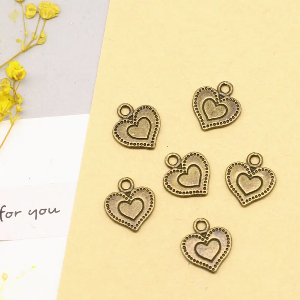 Body Jewelry Car Accessori Charms Peach Heart Antique Bronze Color Pendants For Jewelry Making 12x13mm 20pcs