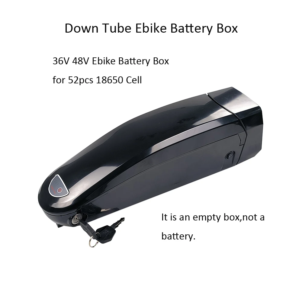 Down Tube Ebike Battery Case 36V 48V Empty Battery Box 10S5P 13S4P 52pcs 18650 Cell Holder