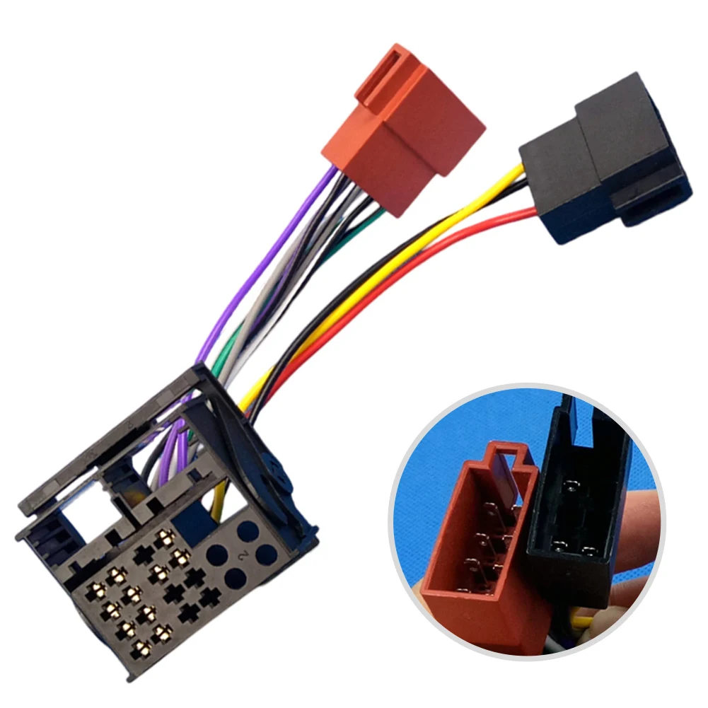 

For RCD200 For RCD300 ISO Adapter Cable Radio Installation Black 16Pin Interface Practical Design Wear-resistant