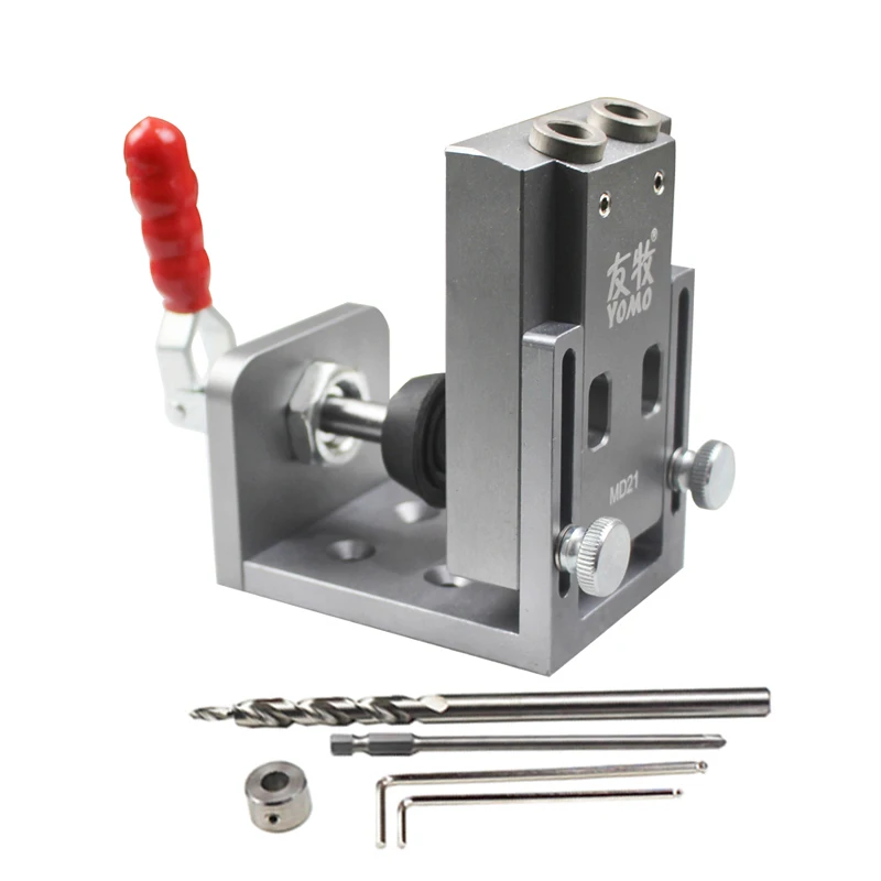

New Upgrade Toggle Clamp Pocket Hole Jig Locator With Step Drill Bit Carpenter Woodworking Tools Kit Push-pull Clip Fast Fix