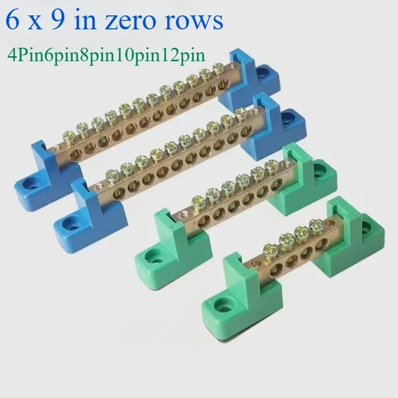 Copper Screw Terminal Block Flame Retardant Bar Wiring Row Zero Ground Brass Strip Protection Distribution Box Cable Connection