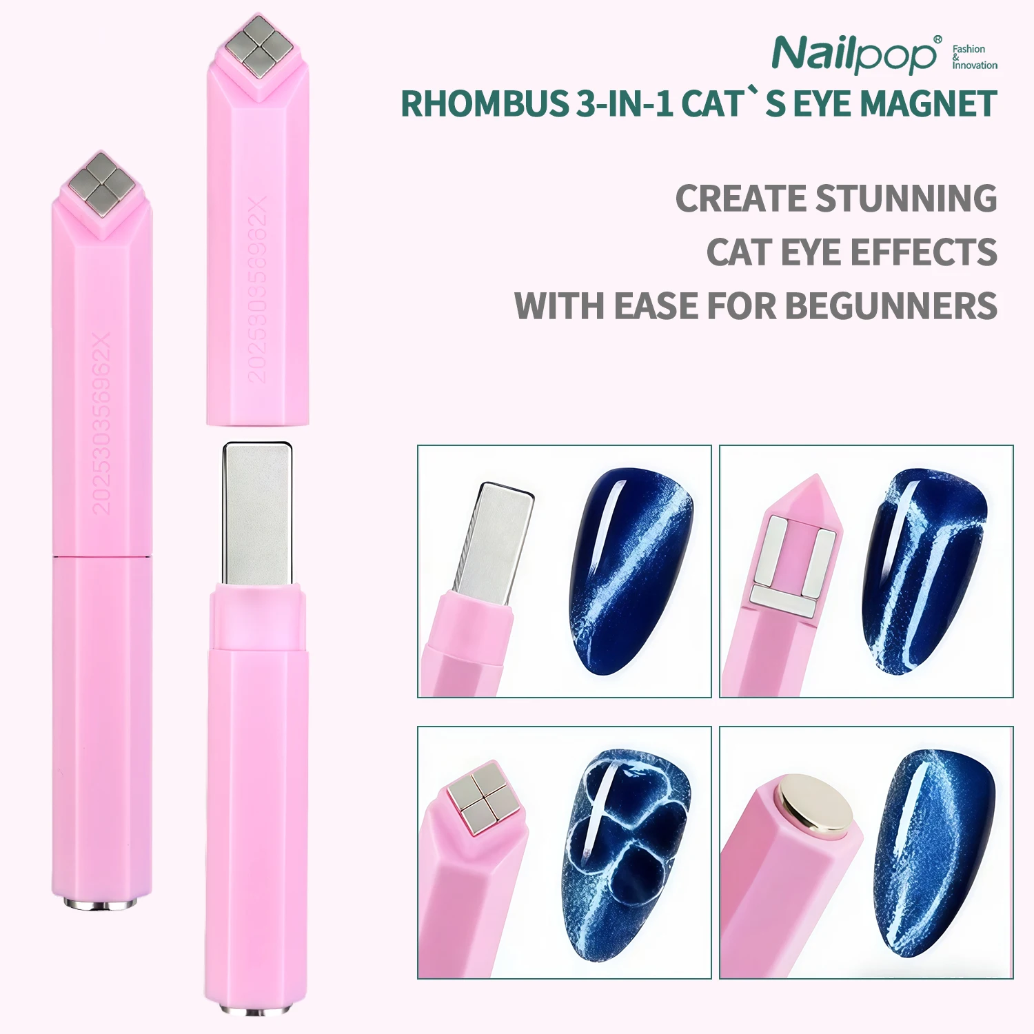 Nailpop vários modelos ímã de olho de gato 3-em-1 multifuncional arte de unha bastão magnético forte para esmalte em gel ferramenta de manicure diy 1 peça