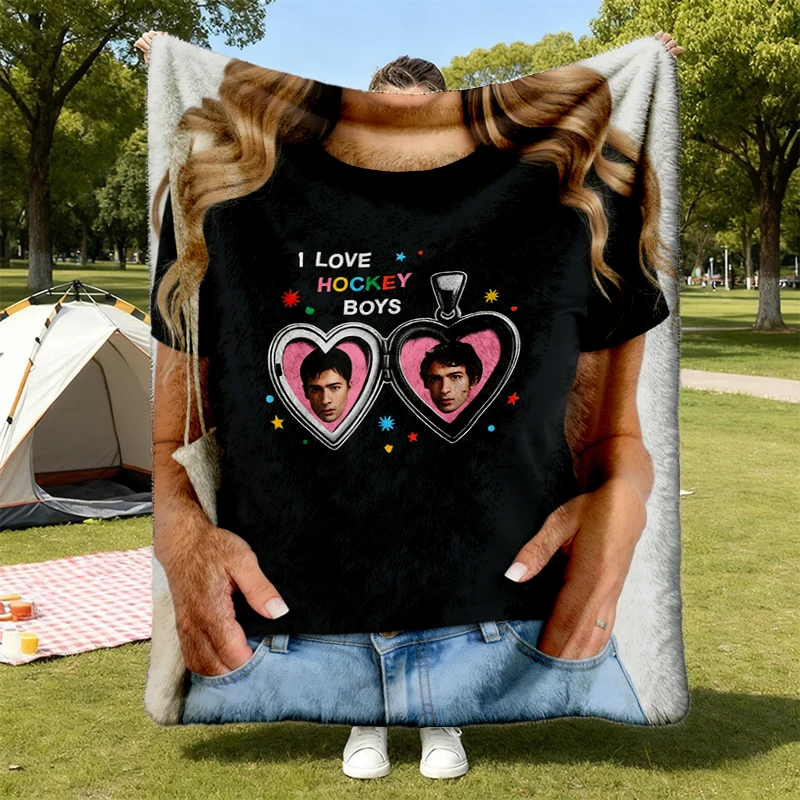I Love Hockey Flannel Throw, Ilya Shane Cozy Blanket, Hockey Romance Couple Warm Blanket, Hockey Romance Fan Gift