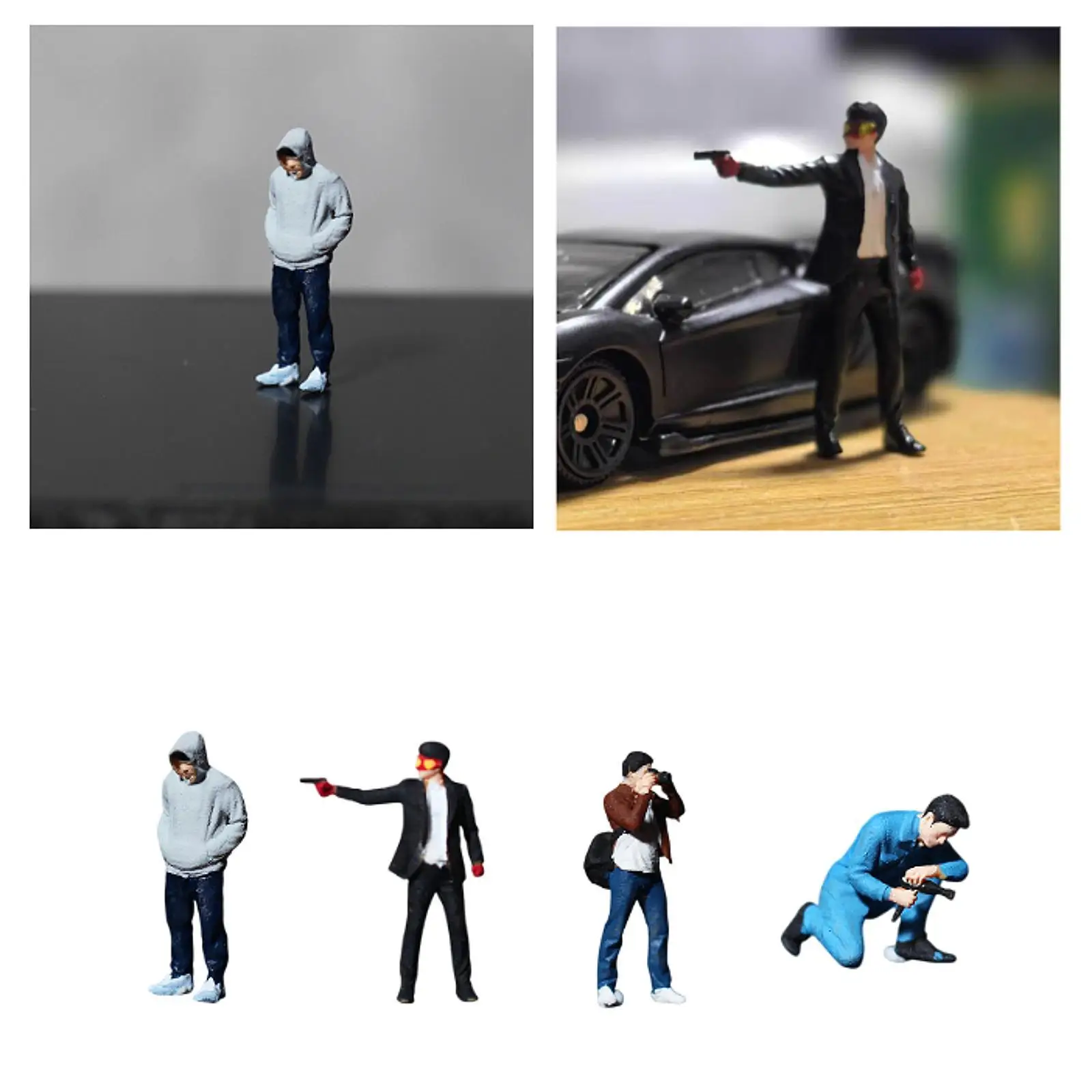 1/64 schaal mensen beeldje hars collectibles ambachtelijke trendy diorama beeldjes voor miniatuur scène diorama accessoires decoratie