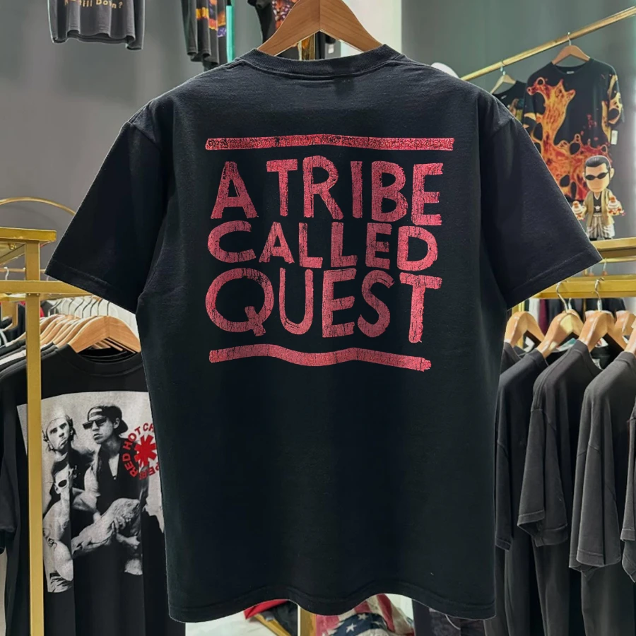 1991 Tribe Called Quest 'Low End Theory' Washed Black T-Shirt Y2K Style Underground Print Loose Fit Retro Grunge