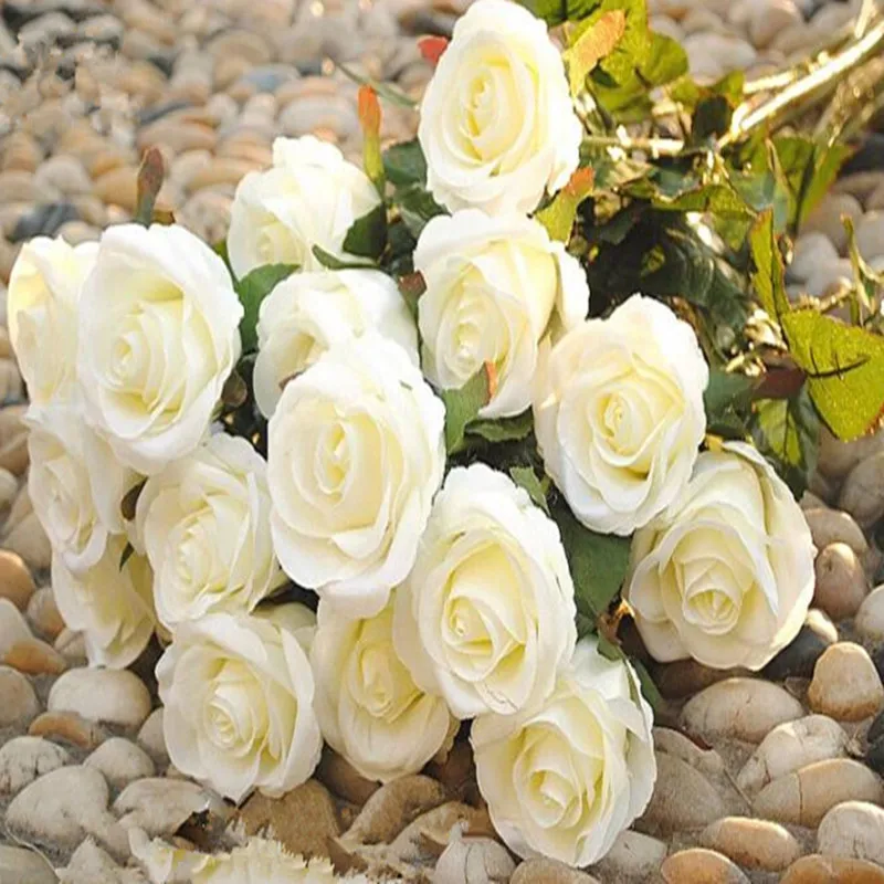 100Pcs/Lot New Artificial Flowers Silk Rose Bouquet Home Ornament For Wedding Christmas Decoration 11 Colors Available