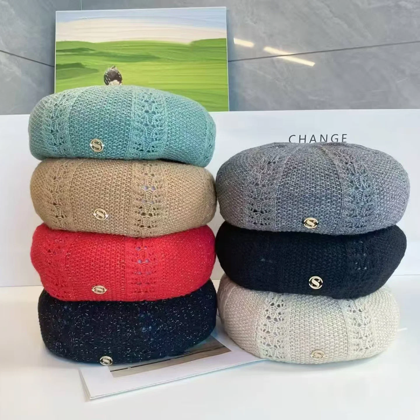 

MAXSITI U 2025, винтажные вязаные береты, шапки для женщин, осенние новые модные шапки с тыквой, классическая кепка художника, шапка с грибами