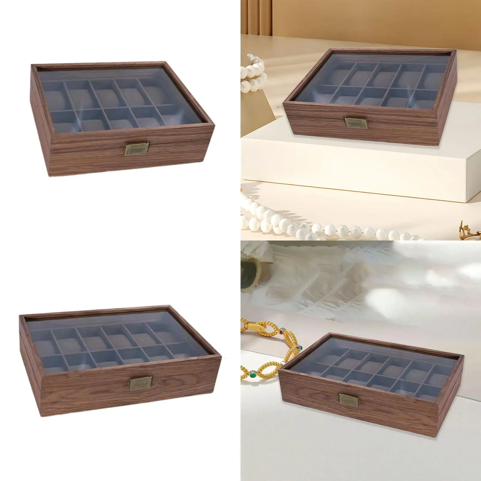 Wood Watch Storage Box Premium Watch Box for Men and Women Necklace Earrings