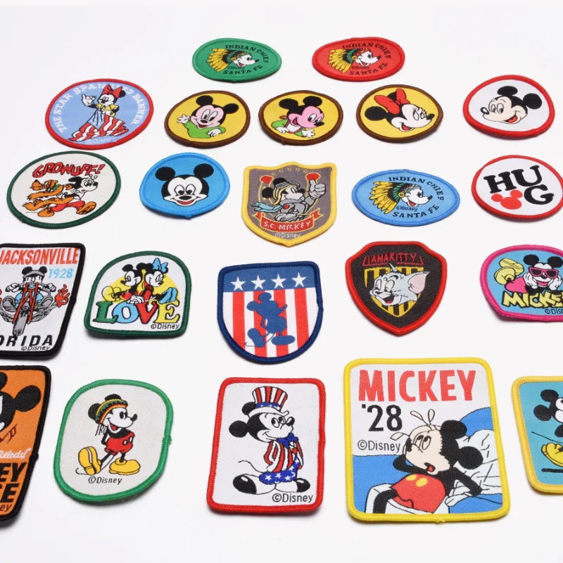 Disney Mickey Minnie Mouse Embroidered Iron On Patches on Clothes for Children Stickers Cartoon DIY Sew On Clothing Kawaii Gift