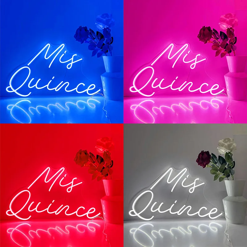 Mis Quince Neon Sign Mis Quince wall art Neon Lights Bar Birthday Party Wall Decor Led Signs regalo per la decorazione della parete della festa nuziale