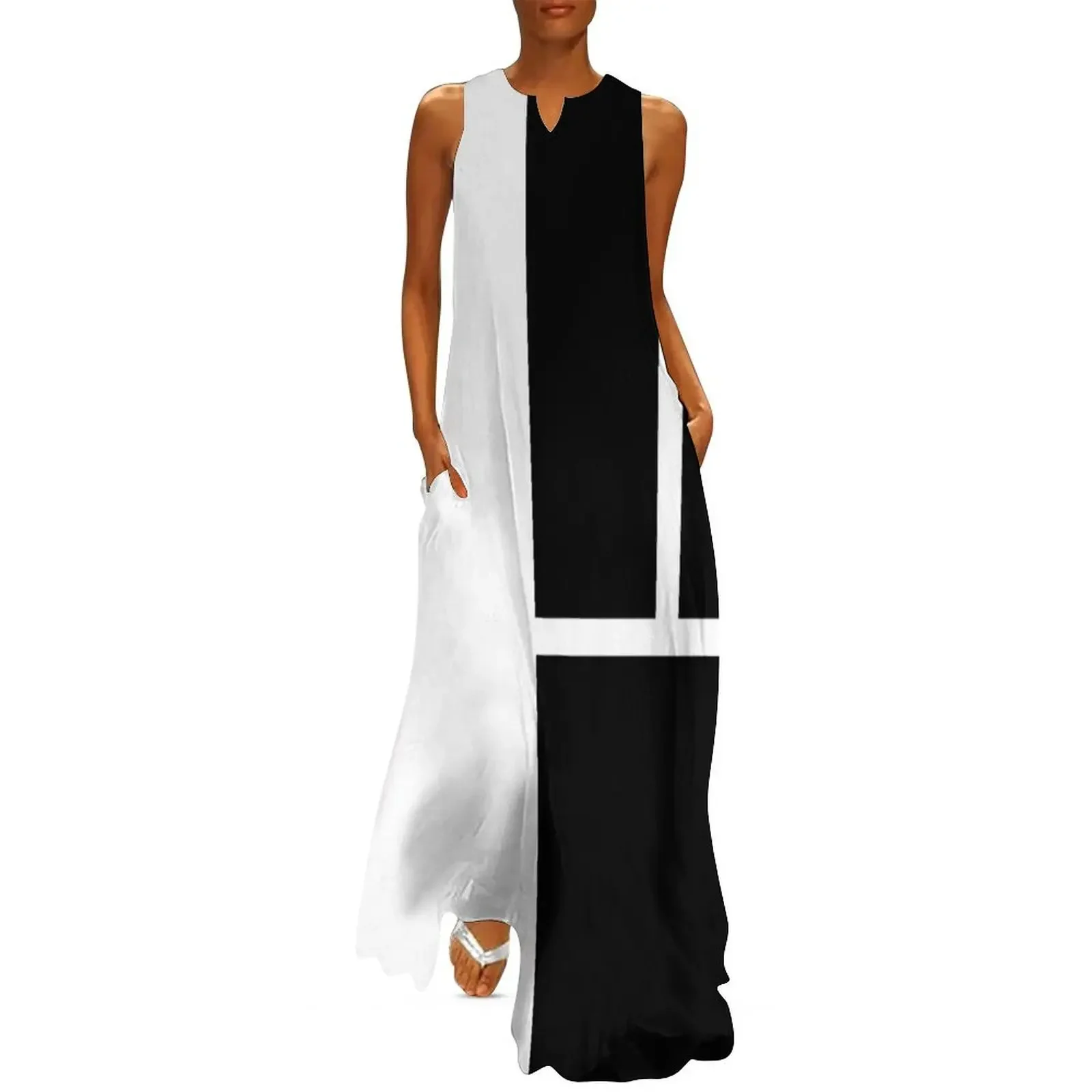 

Black and White Color Block Long Dress ladies dresses for special occasions evening dress ladies Dress
