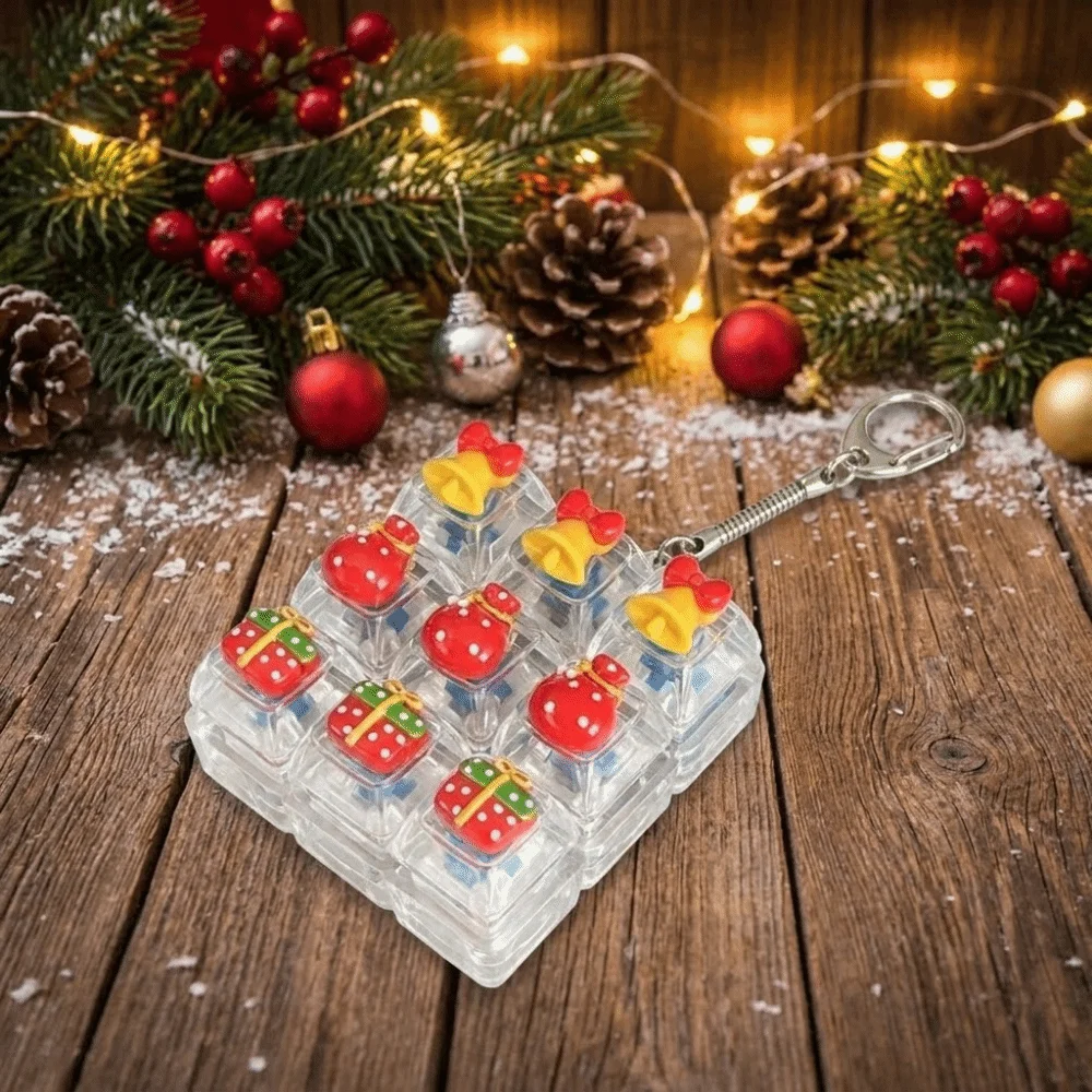 9-Tasten-Weihnachtstastatur-Schlüsselanhänger, niedlicher Weihnachtsbaum, quadratischer Fidget-Schlüsselanhänger, Schneeflocke, Elch-Knopf, zur Stressreduzierung – Detail 9